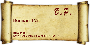 Berman Pál névjegykártya